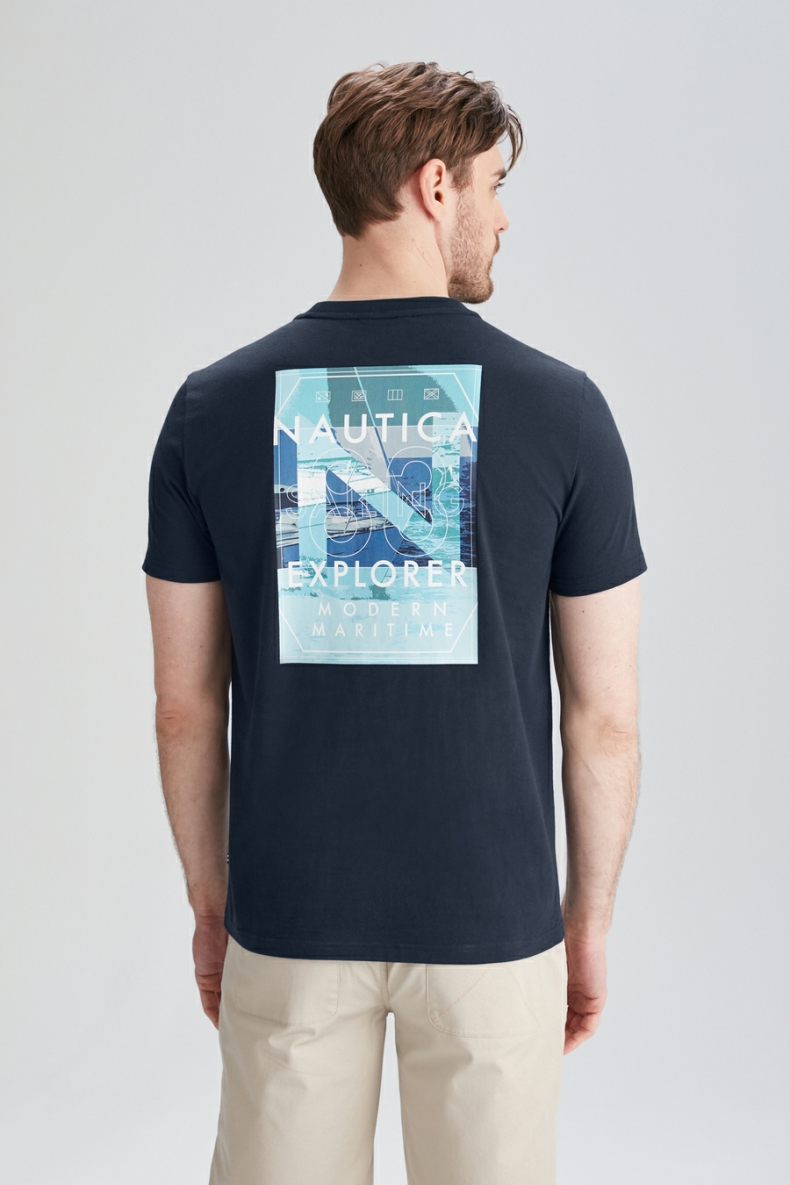nautica诺帝卡男装夏季新款帆船印花短袖圆领t恤男to12214nv藏青212
