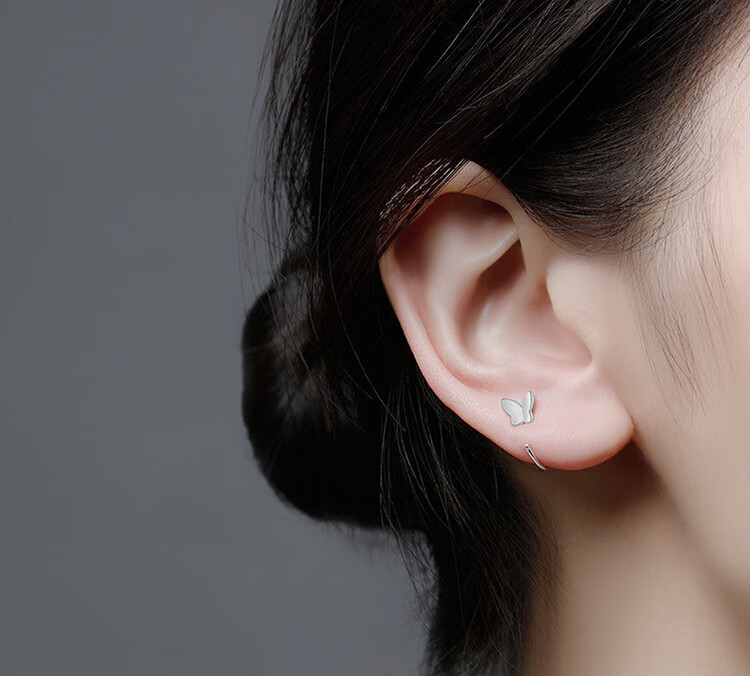 银耳钉女小巧养耳洞简约气质银耳圈耳环新款ins潮女学生耳骨环耳钩