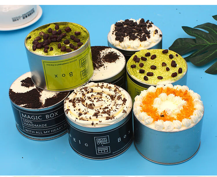 网红盒子蛋糕零食甜品小铁盒慕斯蛋糕铁罐子罐装豆乳奶油盒子蛋糕2盒