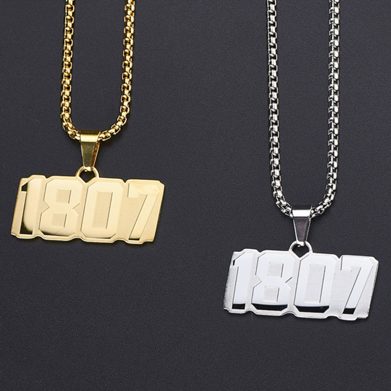 【提伯斯】国潮嘻哈1807 logo项链潮男女百搭钛钢吊坠个性配饰品蹦迪