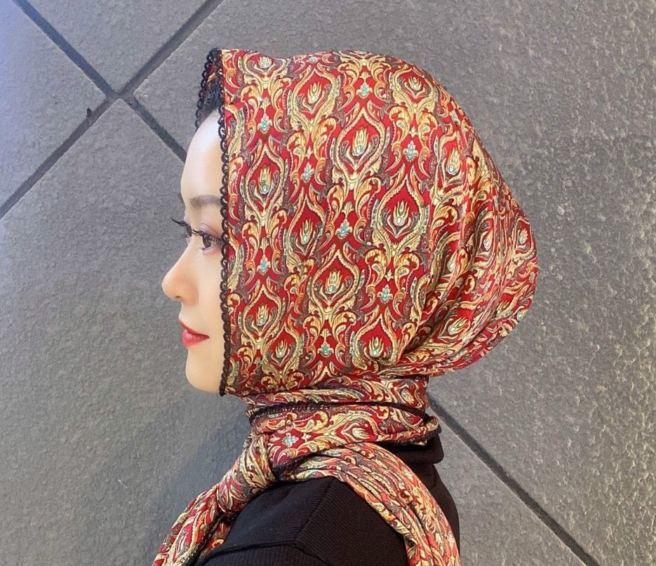 心墨染新品回族女人的套头纱巾盖头头巾纱巾烫钻吊穗流苏长巾秋冬新款