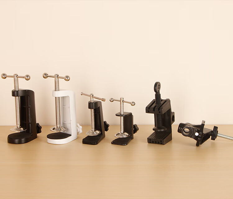 折叠台灯通用配件悬挂支架大金属夹子桌面夹固定灯臂弹簧 塑料工字夹