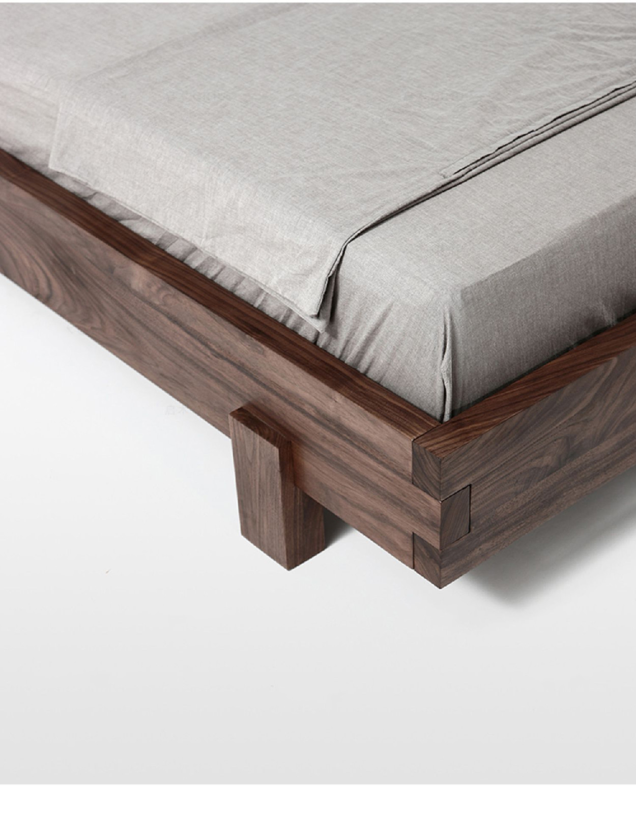 畅杰/ 北欧实木床黑胡桃木床主卧原木婚床轻奢现代简约双人床 尺寸