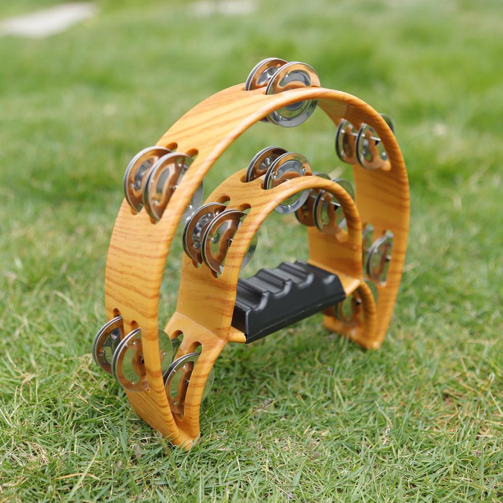 乐队伴奏演唱会ktv手拍铃奥尔夫打击乐器双层手摇铃咖啡定制款咖啡色