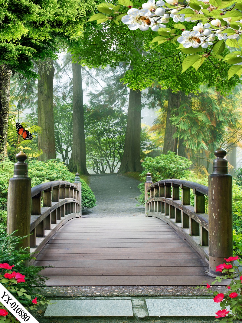 直播背景布 直播背景布3d立体直播间装饰主播竹林山水田园外景快手网