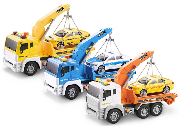 道路救援玩具车 清障车玩具拖车运输平板大号城市儿童道路救援吊车