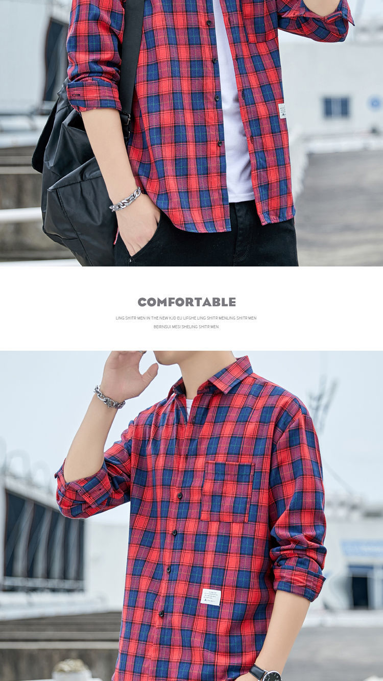 程序员格子衬衫夏季格子衬衫男短袖上衣宽松休闲百搭外套ins港风帅气