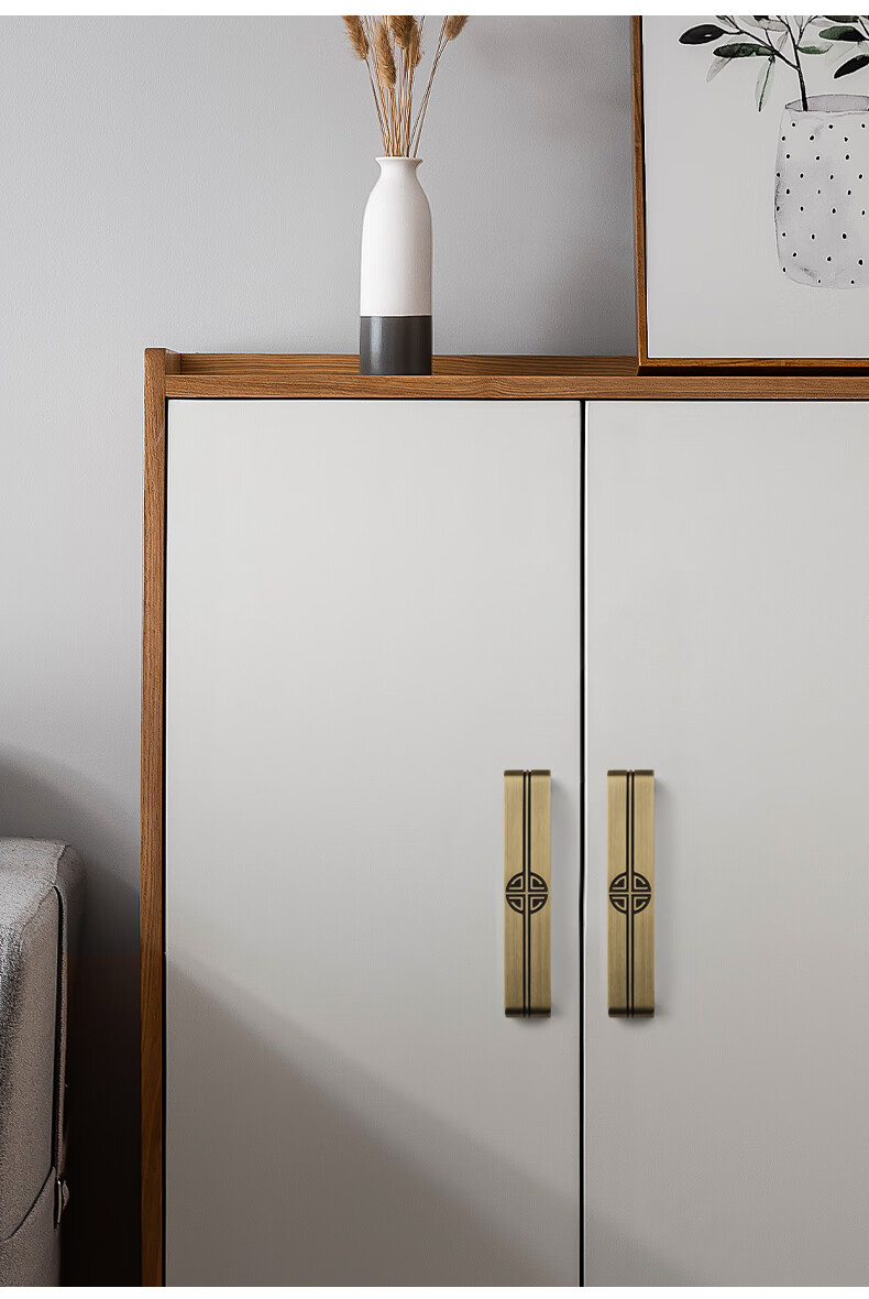 铜拉手 中式黄铜拉手柜门仿古抽屉新中式门把手家具橱柜衣柜纯铜色门