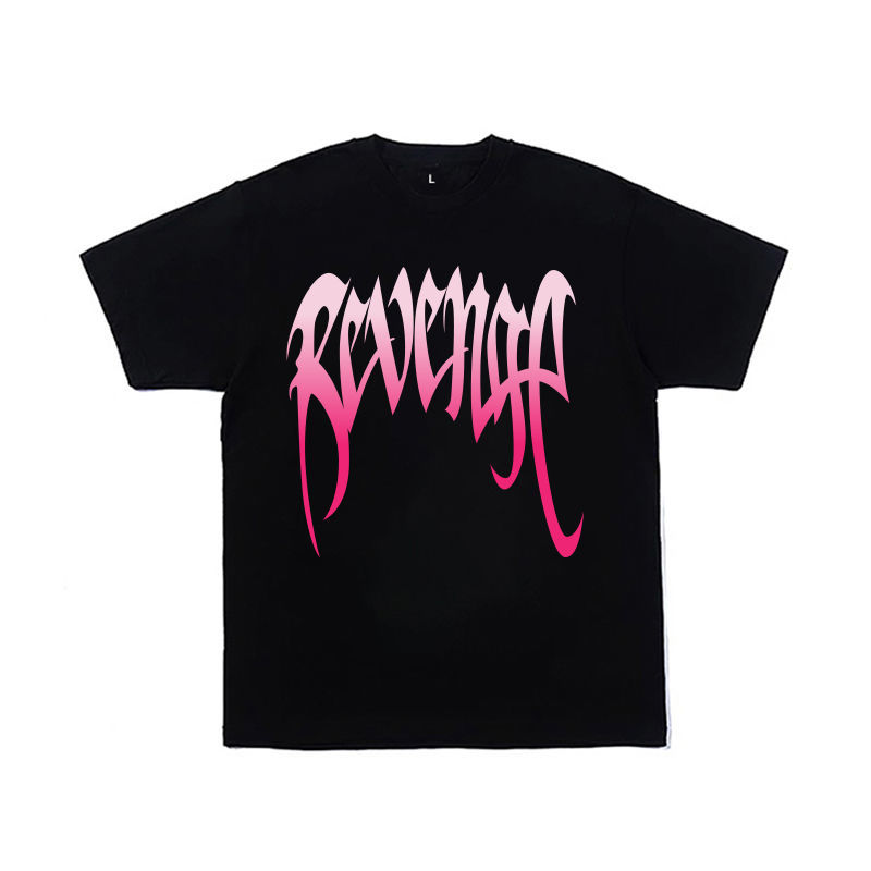 tx fog潮牌revenge龙骨高街短袖闪电地球t恤油画天堂男女情侣 黑色