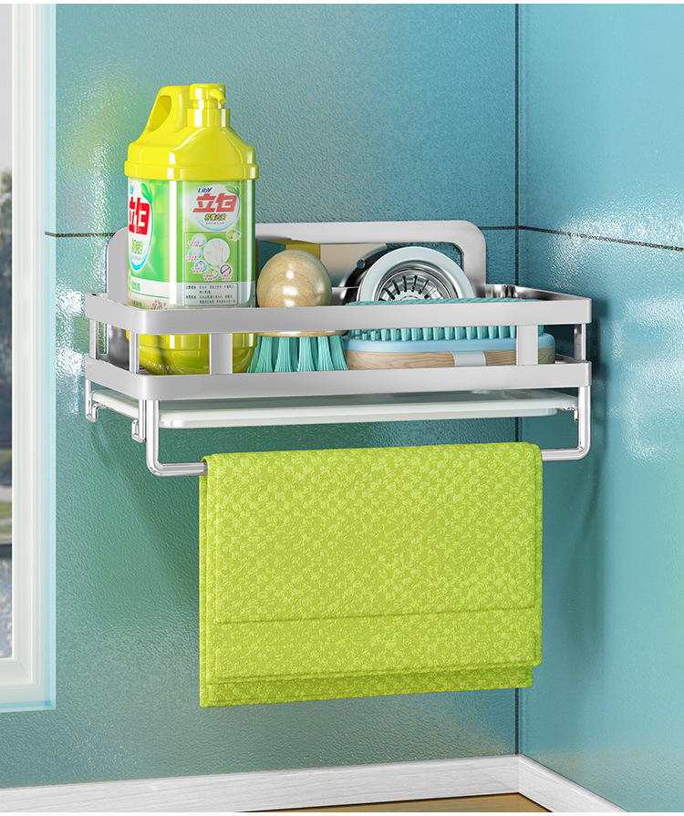 厨房抹布架沥水架落地304不锈钢收纳架壁挂式免打孔水槽边洁具多功能