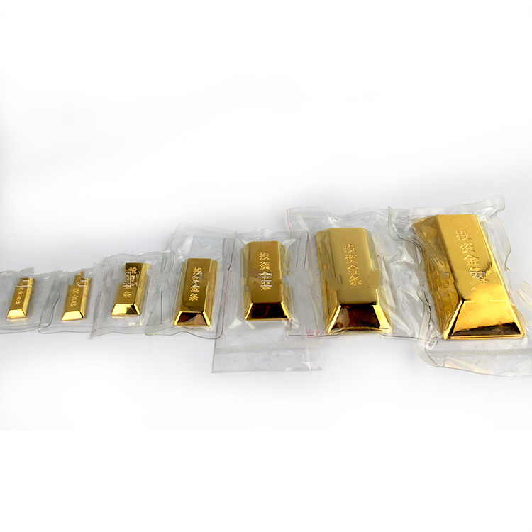 仿真金条金砖梯形中国黄金投资金条样品纯铜镀金店银行样品摆件 500克