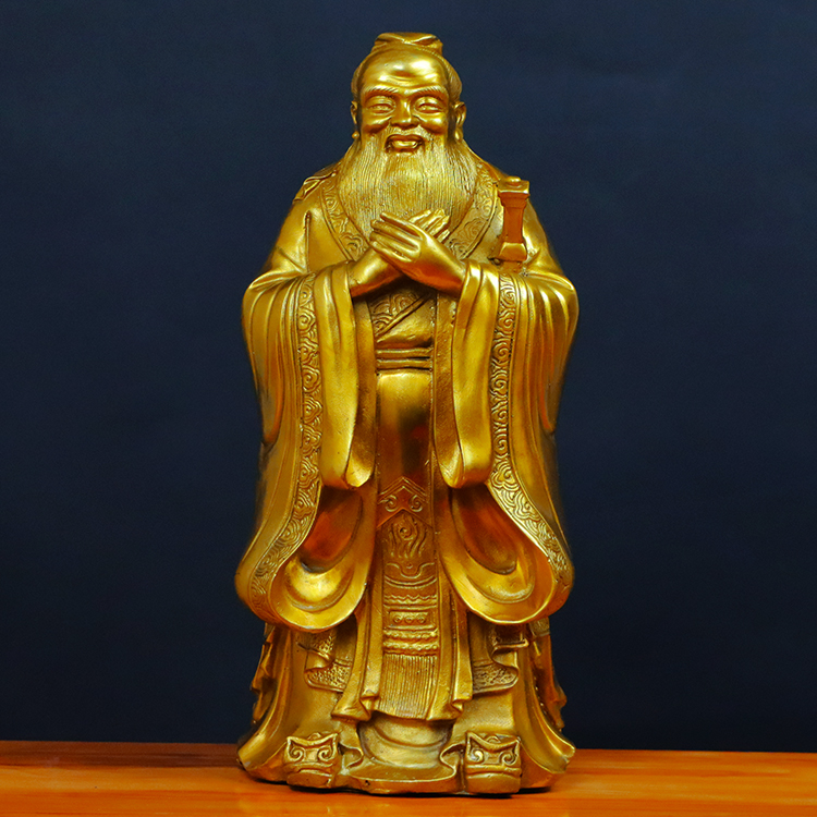 像纯铜孔子摆件助学业孔夫子铜像雕像孔圣人佛像书房孔子像神像摆设