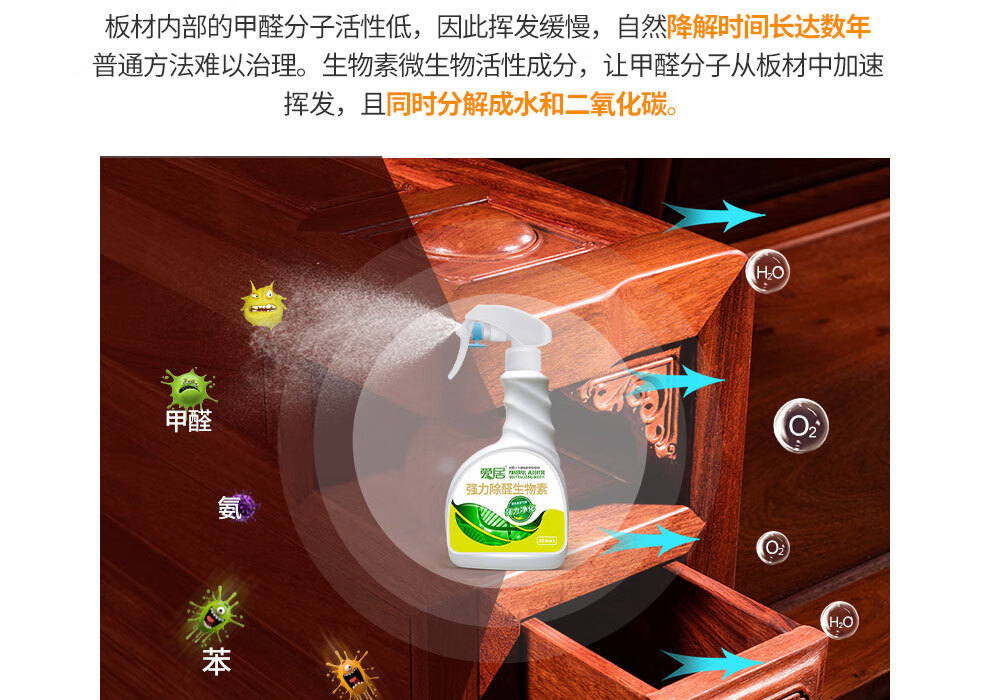 柜子除甲醛去异味清除剂实木家具去除甲醛异味喷雾新房木板材柜子去除