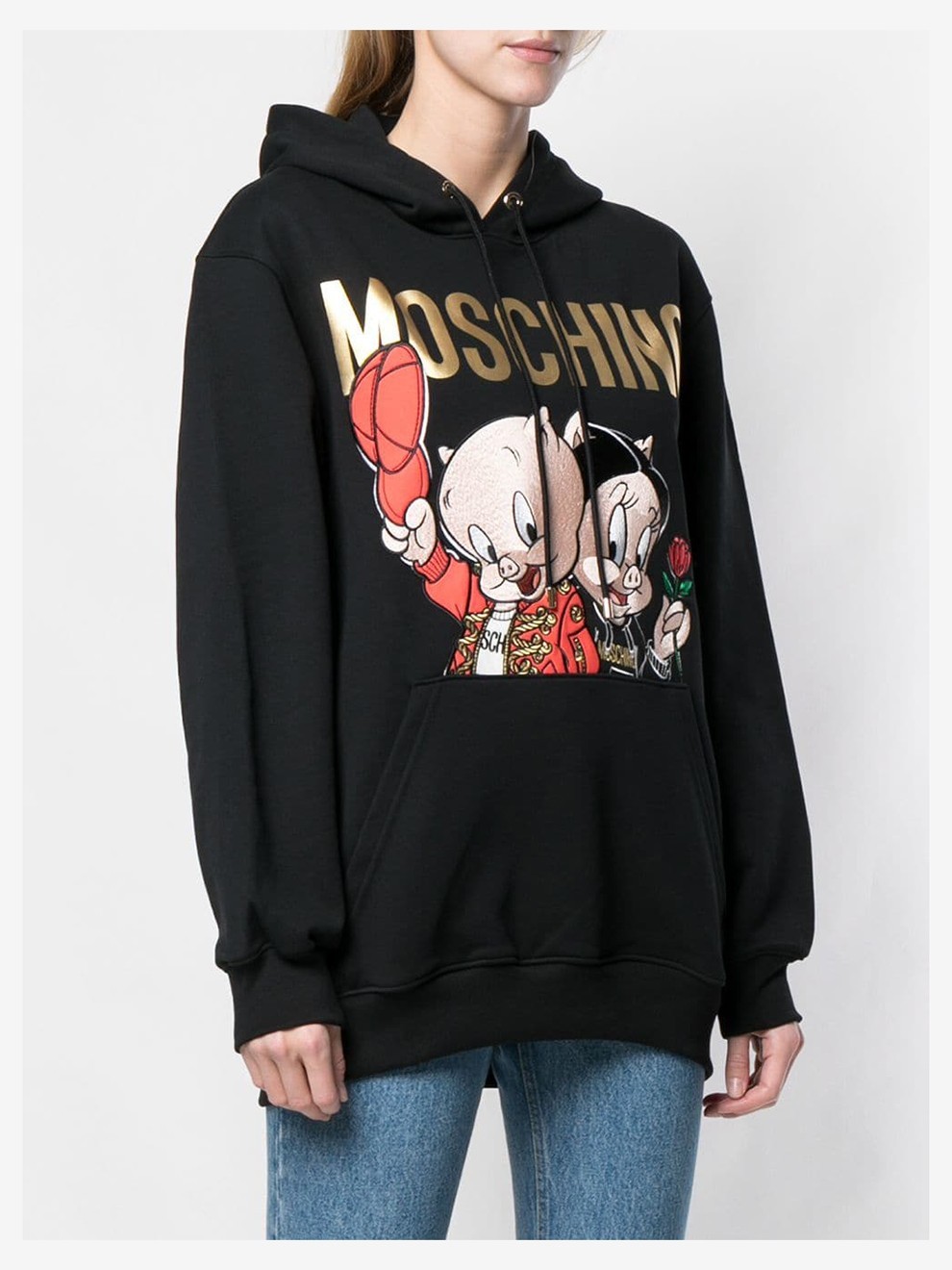 moschino 莫斯奇诺女装 猪限定款棉质时尚刺绣连帽卫衣 a1779 1027
