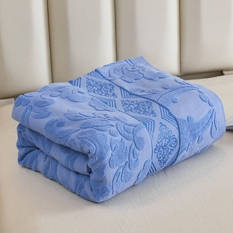 纯棉毛巾被夏季薄款空调毯子儿童单人双人老式全棉毛巾毯欧雅豆沙色