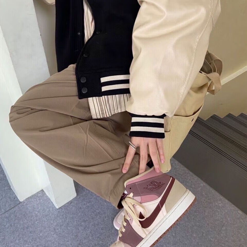 官方旗舰烟灰紫红红豆奶茶高品质休闲原宿风男女款复古篮 aj1烟灰紫红