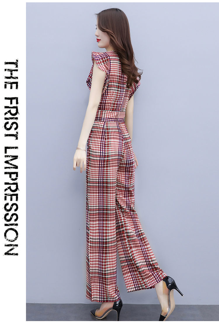 欧若婷雅 休闲连体裤女2021夏季新款韩版气质高腰显瘦垂感连衣裤洋气