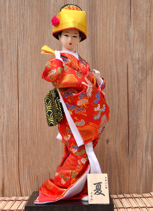 【曲美思】日本艺伎人偶12寸人形手工绢人和服娃娃木偶工艺品日料店