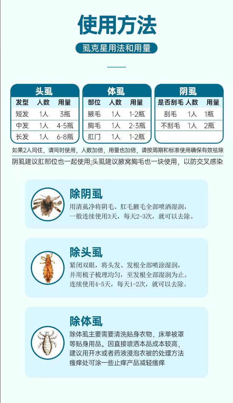 益其康7号虱克星60ml除阴虱体虱头虱跳骚小孩成人私处头发阴虱通用一