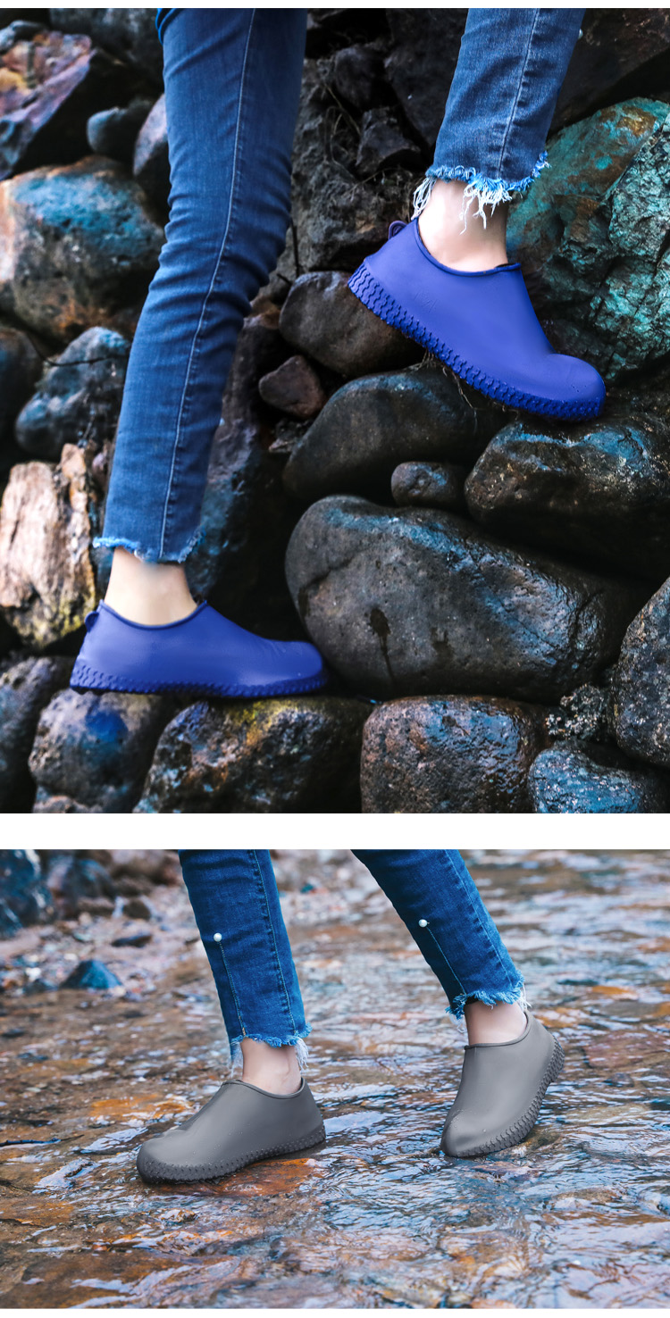 下雨天防滑脚套男女加厚耐磨雨鞋套儿童雨靴防雨神器58橡胶灰色低筒s