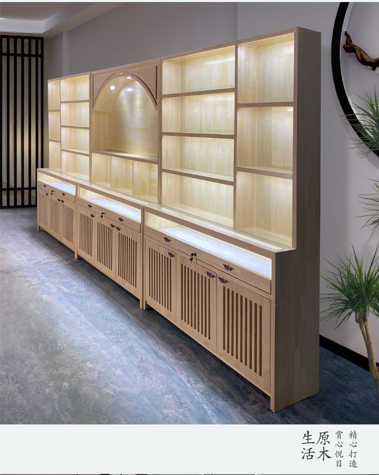 工艺品展示柜免费开票定制珠宝古董玻璃展示柜工艺品茶具瓷器实木展柜