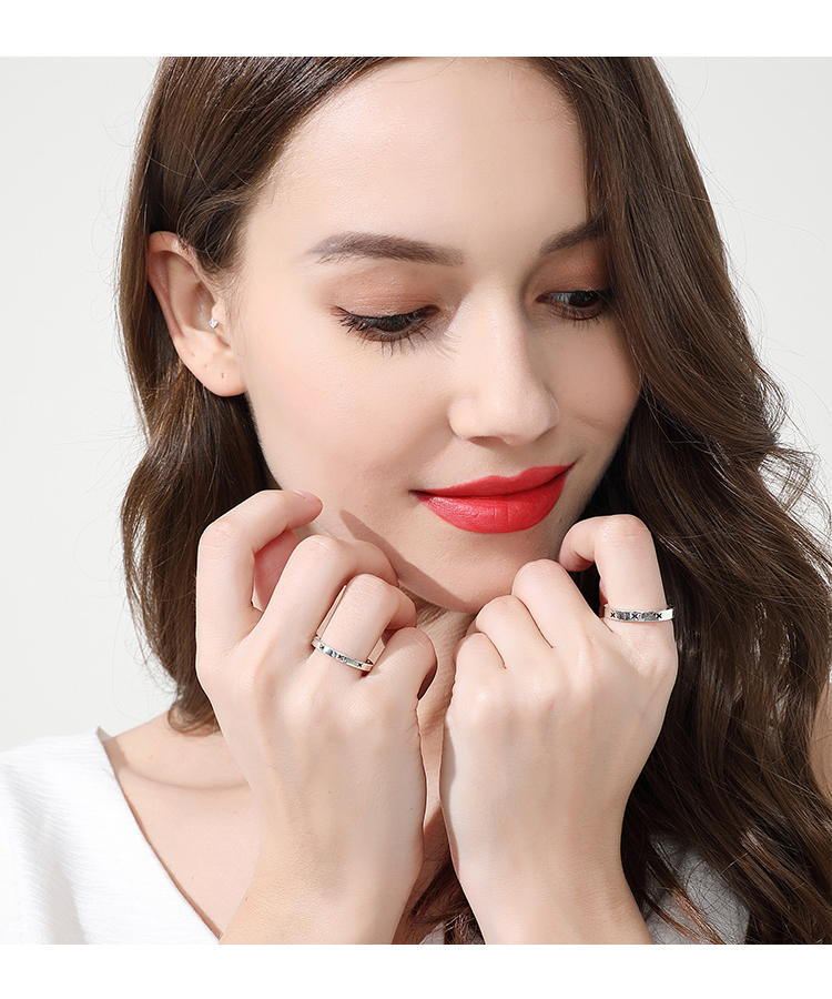 慕思语 原创定制字母戒指银 可刻字手工情侣戒指私人订制个性戒指生日