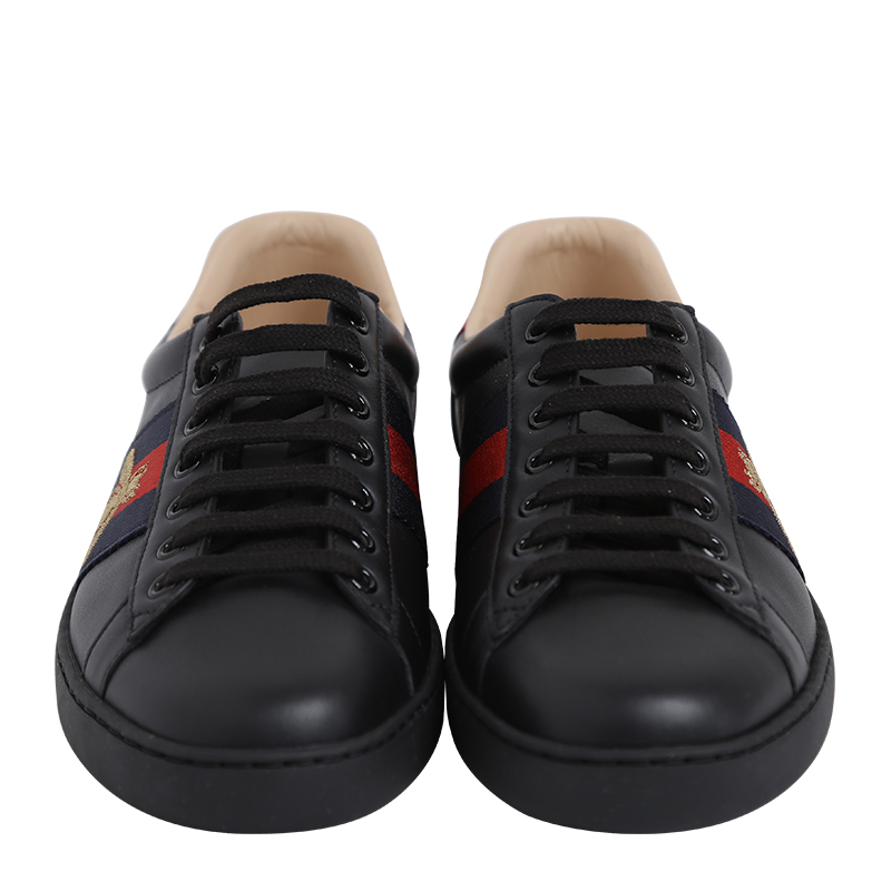 gucci/古驰 蜜蜂平底小白鞋休闲运动鞋 429446 黑色 英码5.