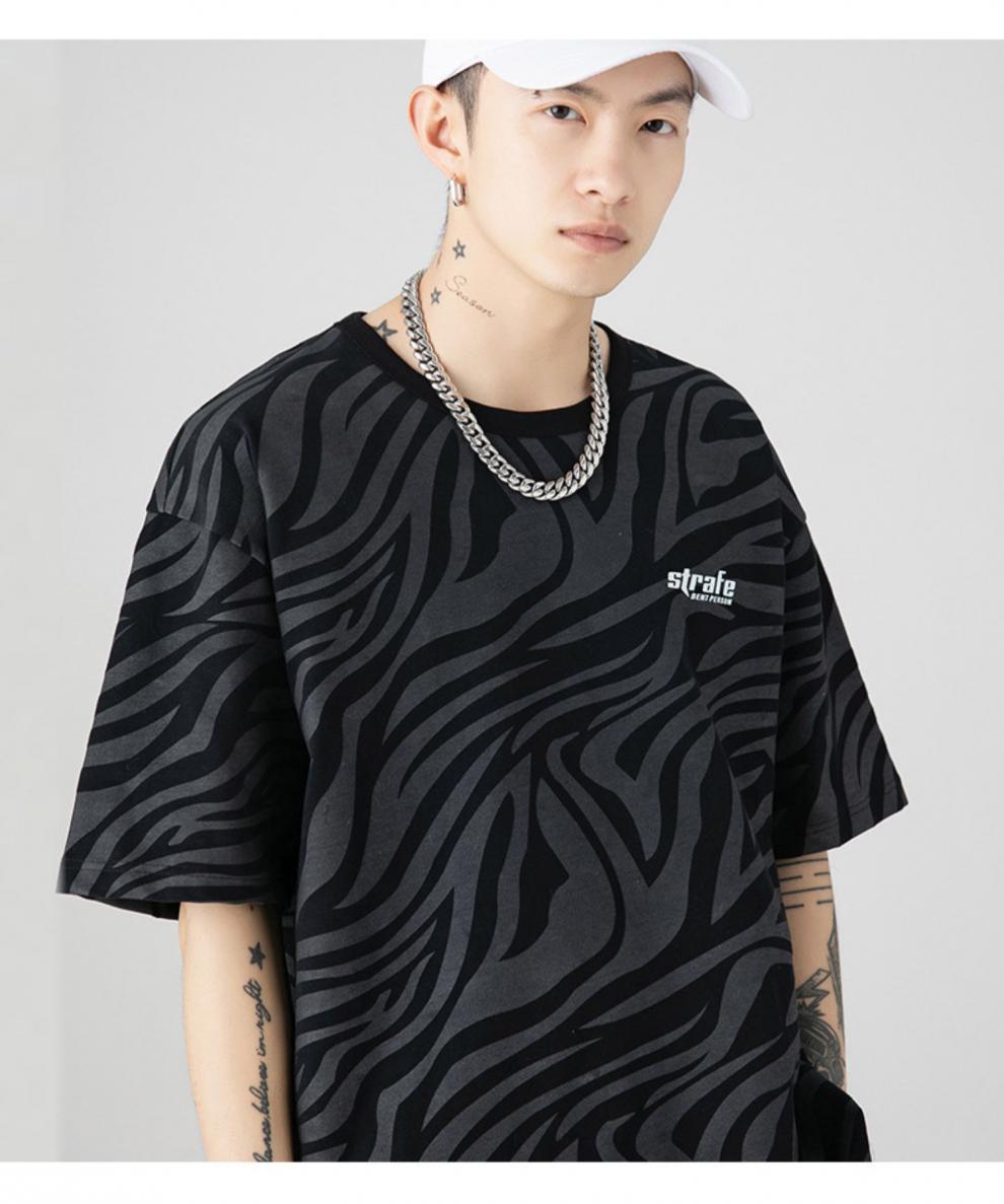 rodz夏季短袖t恤半袖男士宽松夜光潮牌迷彩休闲日系体恤2021新款衣服