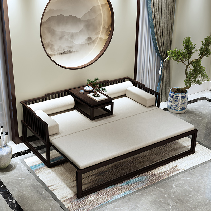 新中式罗汉床现代简约贵妃床客厅小户型沙发家用民宿禅意床榻18米含