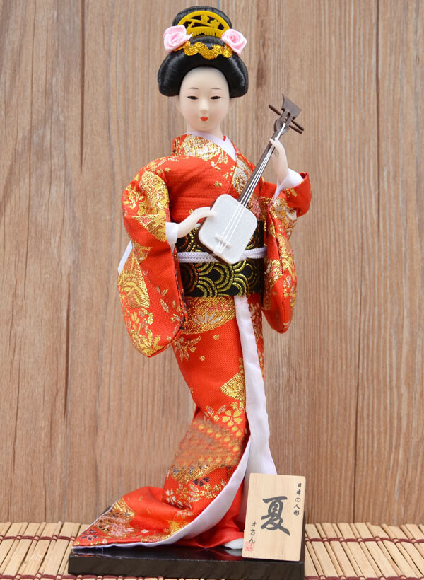 【曲美思】日本艺伎人偶12寸人形手工绢人和服娃娃木偶工艺品日料店