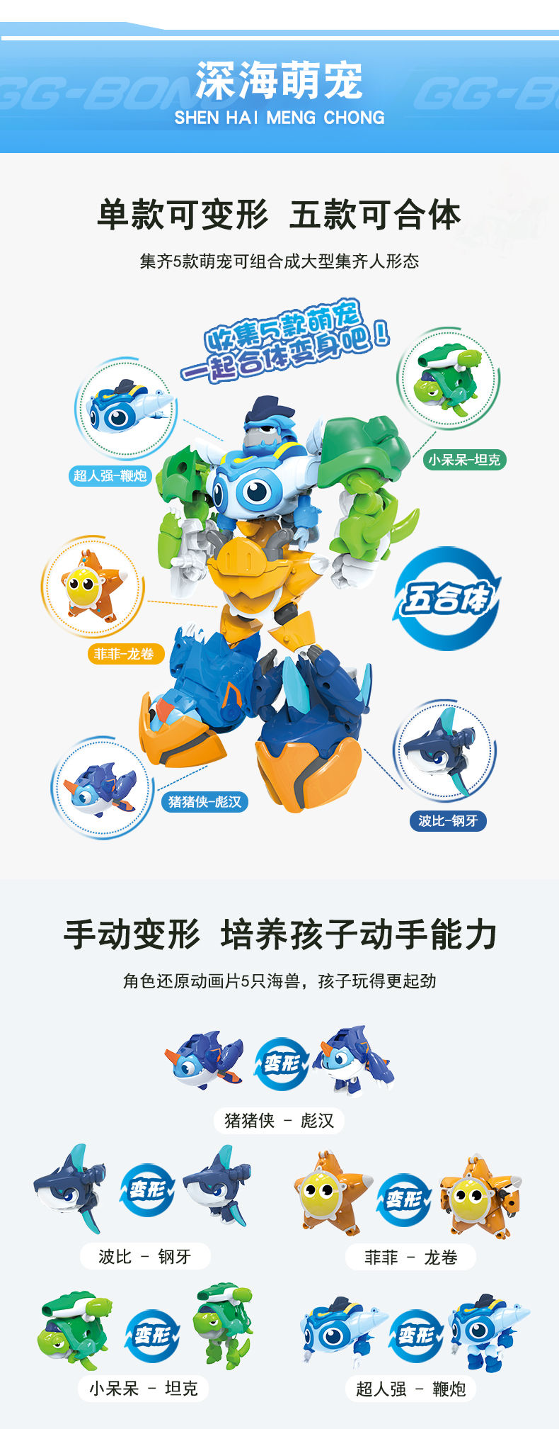 官方旗舰猪猪侠同款变形玩具男孩之竞速深海小英雄超星萌宠铁拳虎阿五
