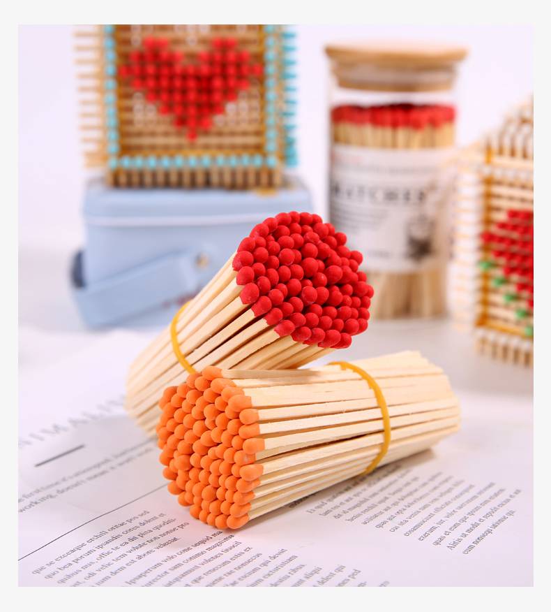 火柴老式加长matches散装彩色火柴梗手工火柴棍老式火柴10cm加长香薰