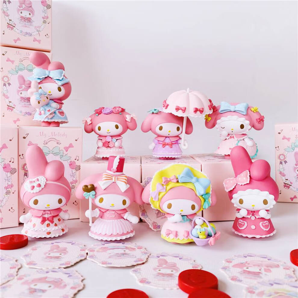 名创优品盲盒 美乐蒂茶话会盲盒摆件少女手办隐藏 双手摸脸,拆开卖