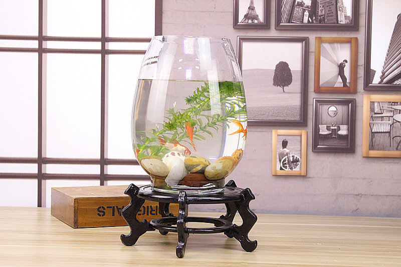 创意桌面鱼缸生态圆形玻璃金鱼缸乌龟缸迷你小型造景家用水族箱 35