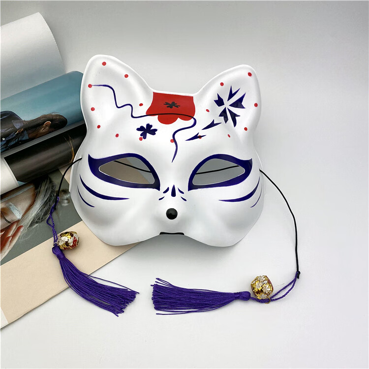 狐狸面具抖音彩绘日式和风半脸古风汉服化妆舞会动漫猫脸狐妖面罩