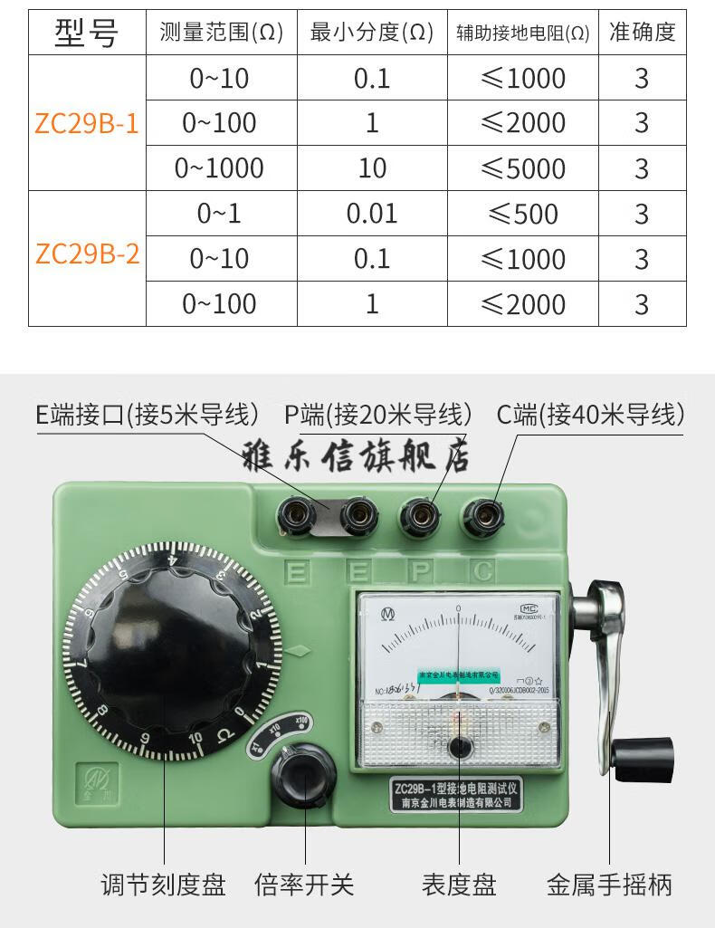 接地电阻测试仪手摇接地电阻仪手摇防雷地阻仪接地电阻摇表测接地电阻