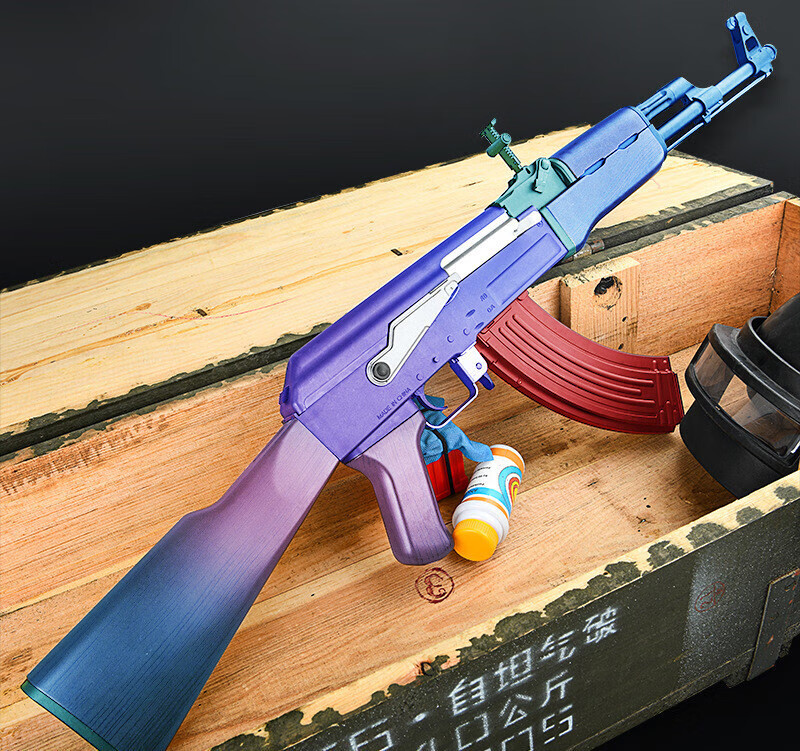 仁祥ak74经典冲锋枪男孩玩具枪电动枪户外激光枪 二代【木纹后托】(金