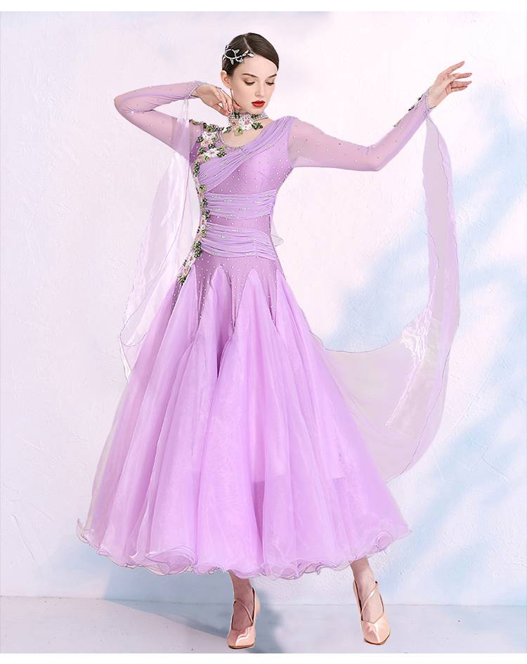 华尔兹摩登舞裙 婀娜舞女摩登舞连衣裙比赛国标表演服装交谊舞华尔兹