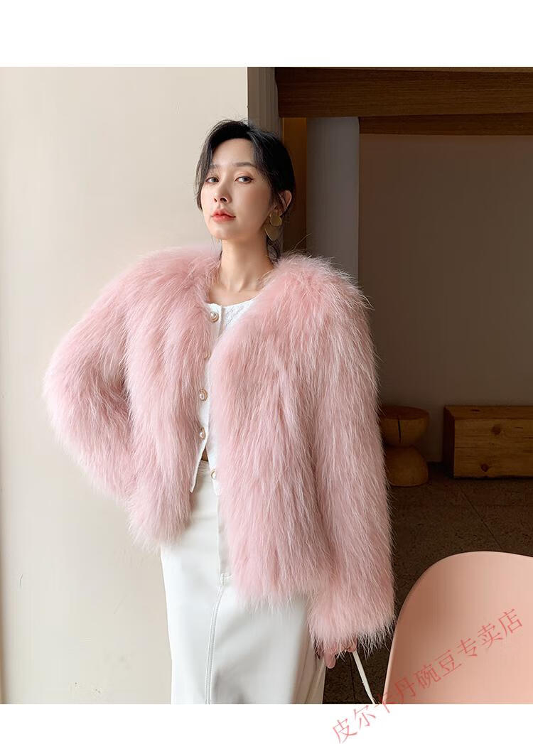 皮尔卡丹轻奢高档女装加密貉子毛编织皮草外套女短款长袖修身显瘦狐狸