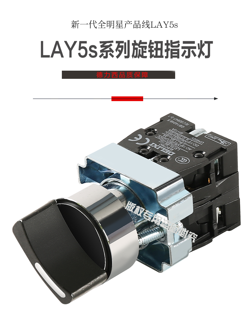 德力西旋钮开关lay5sbd三位自锁标准型旋钮一开一闭二开二闭lay5sbd三