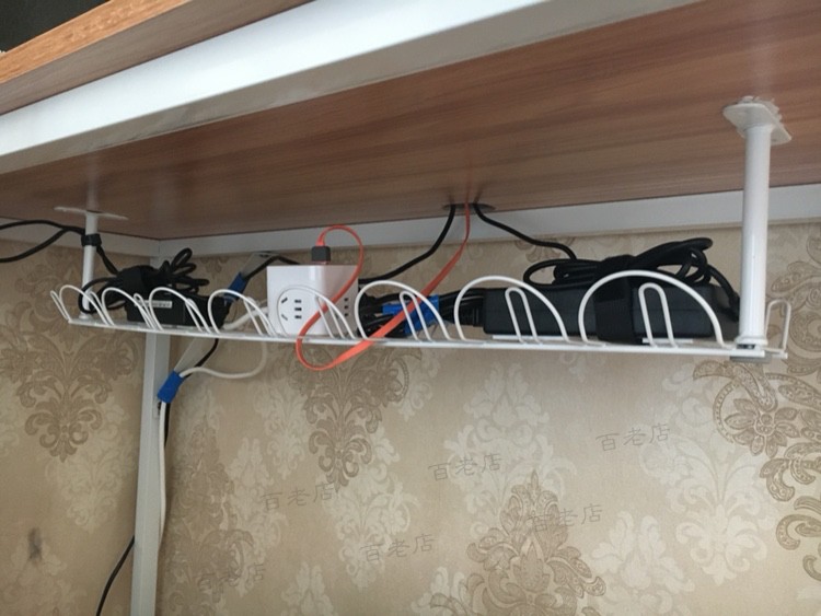 收纳架桌下插线板路由器收纳桌面理线器办公桌线槽白色70x16x高12cm