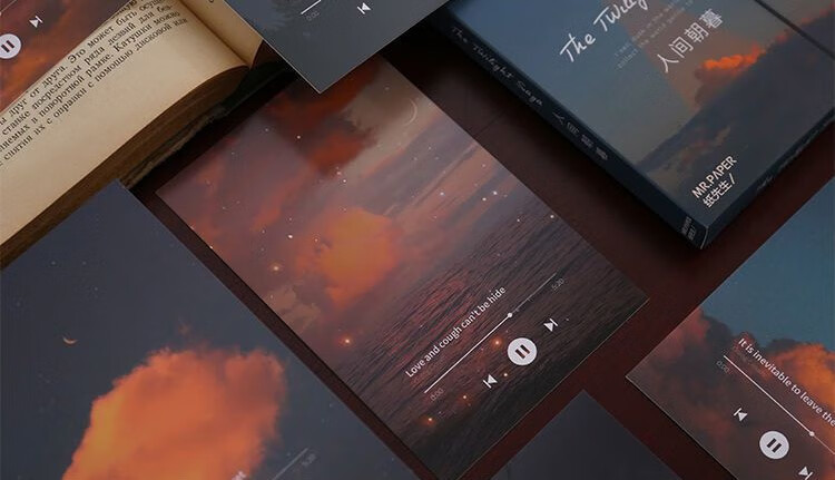 宏科华人间朝暮风景明信片日系唯幻天空约文艺盒装贺卡 人间朝暮-30张