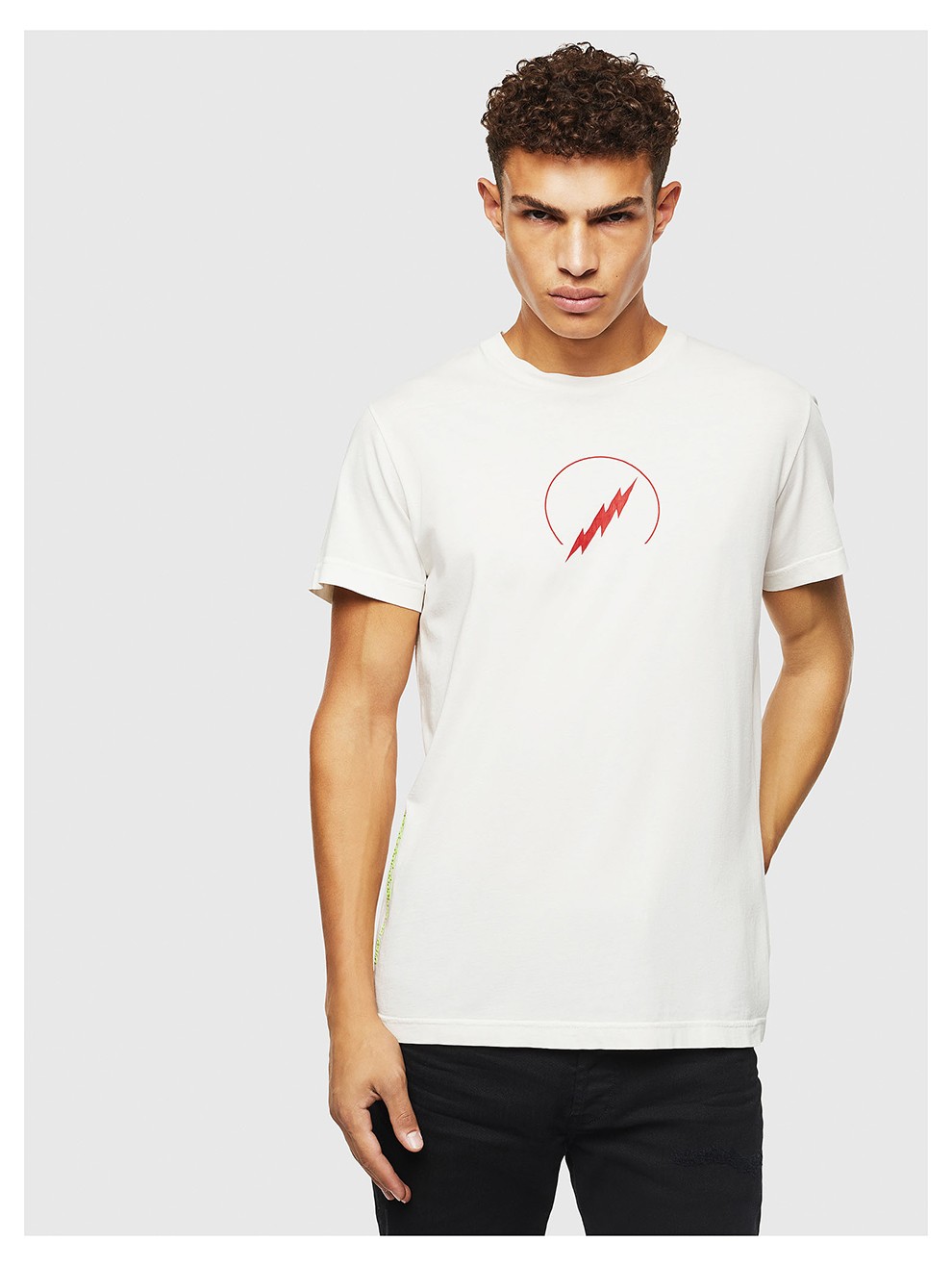 diesel迪赛男士棉质闪电印花图案短袖t恤衫00s4e60sapc900黑色xs