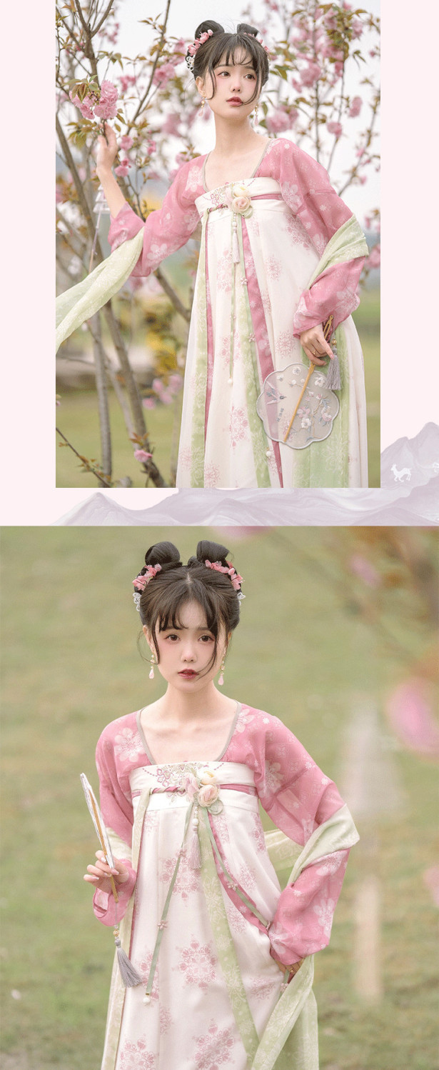 伊菲申夏季款异色天水碧汉服女仙气古风唐制一片式齐胸裙古装衣服红色