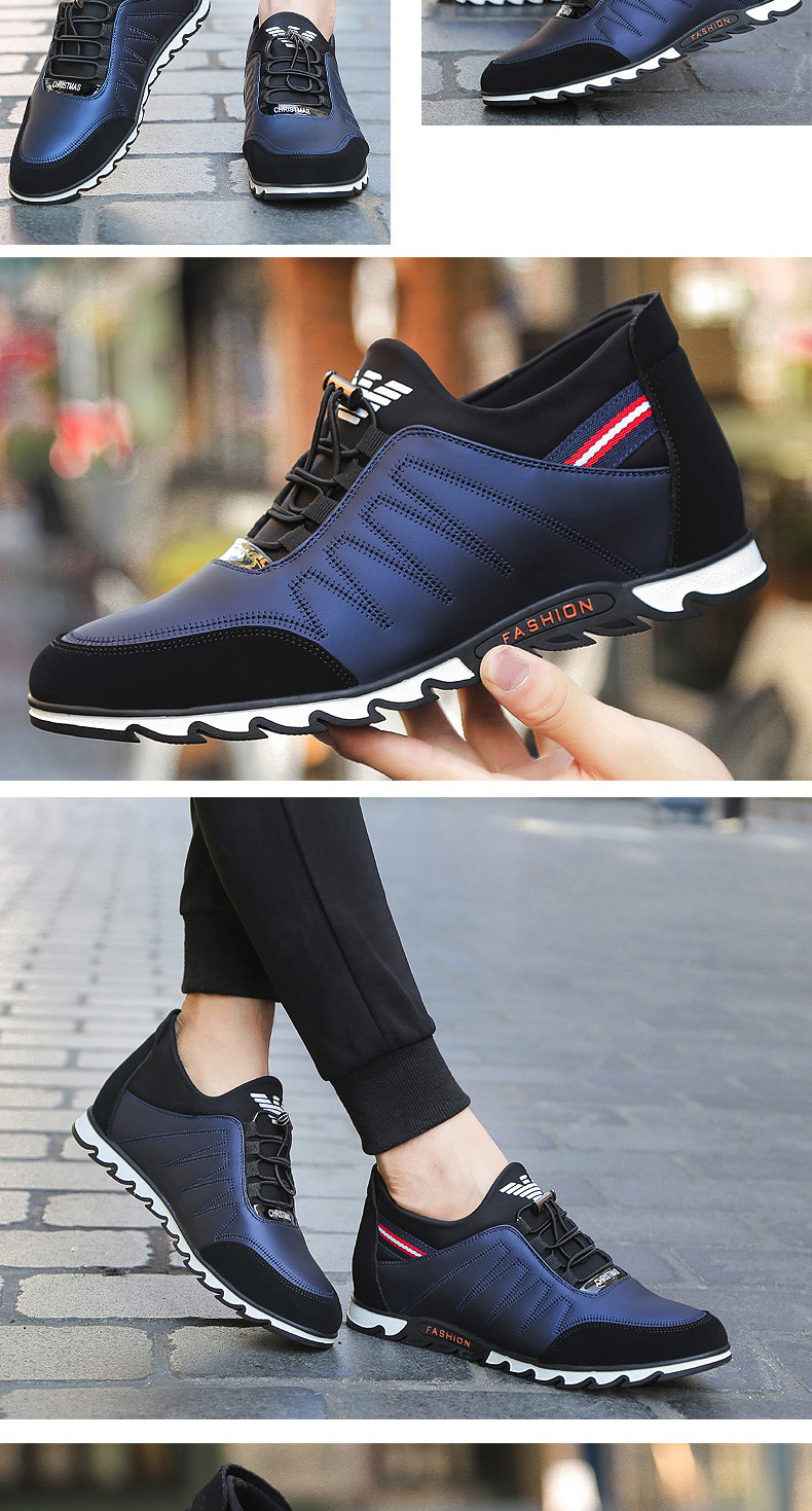 siyalun内增高男鞋6cm增高鞋男士英伦风休闲皮鞋男子韩版百搭一脚蹬潮