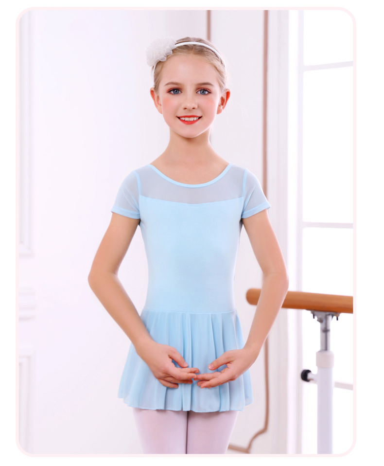睿姿曼芭蕾舞裙儿童舞蹈服夏季短袖芭蕾舞裙网纱女童练功服小孩跳舞