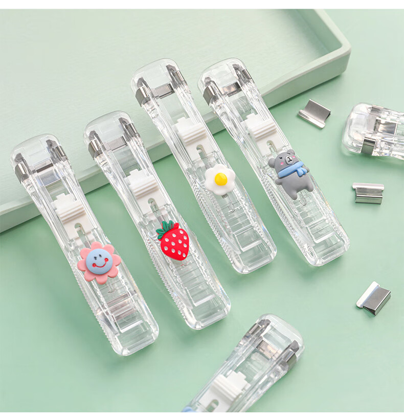 熊来跑订书夹活页透明ins风推夹器补充夹文件资料整理夹学生试卷装订