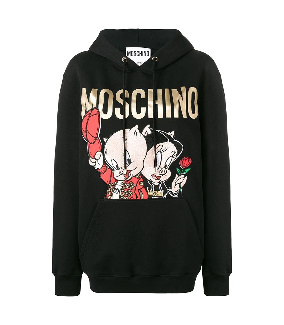 moschino 莫斯奇诺女装 猪限定款棉质时尚刺绣连帽卫衣 a1779 1027