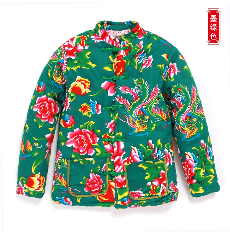 原色猫东北花棉袄火大红冬季男女丝绵棉服时尚炸街村姑大花布花袄