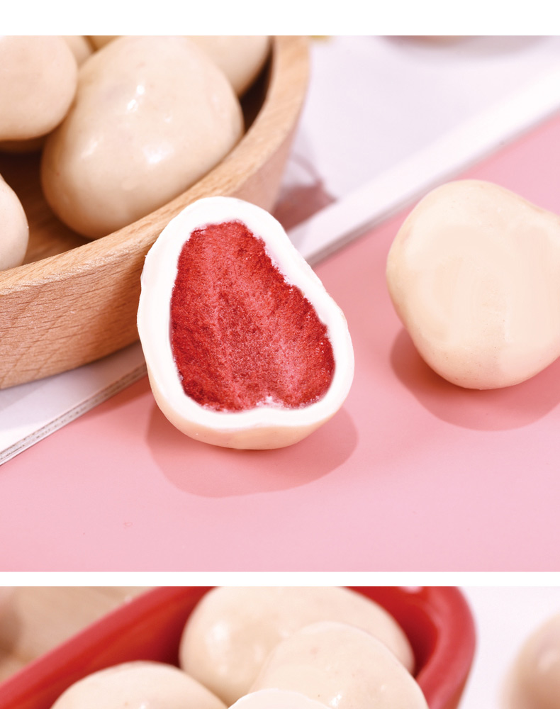 橙伯乐草莓奶球网红冻干草莓干酸奶巧克力草莓脆冻干脆奶球水果干健康